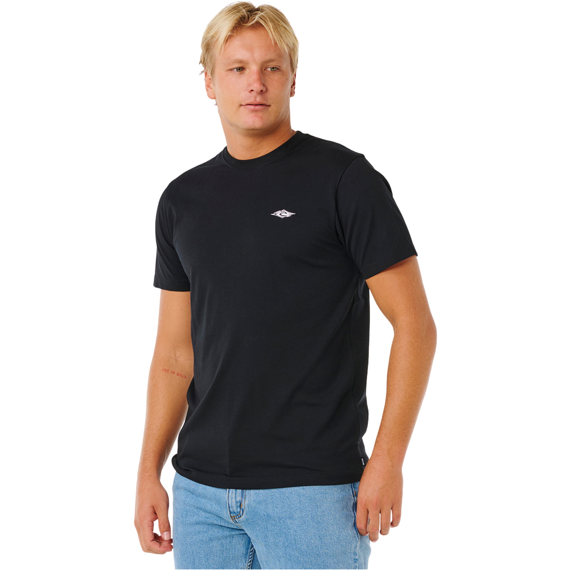 2026 Rip Curl Mens Streamline Embroid T-Shirt 10XMTE - Black